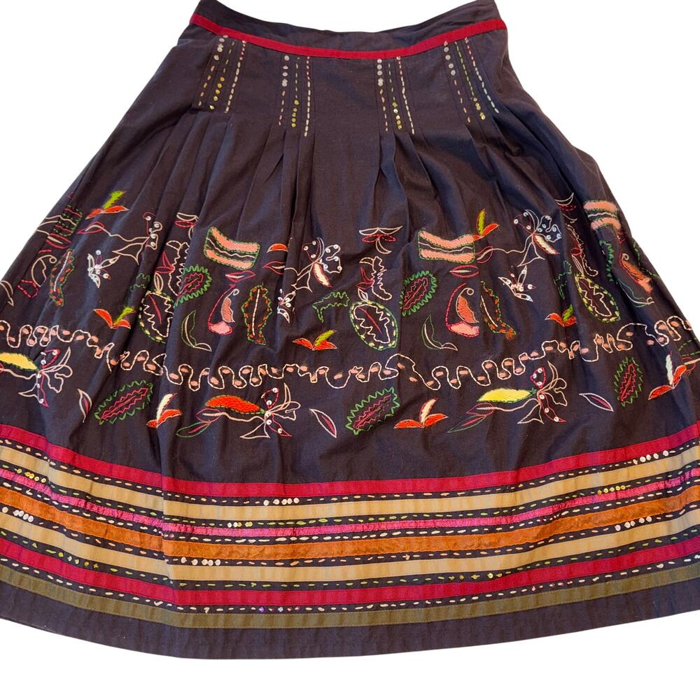 Vintage Mix Nouveau Embroidered Skirt Folk Peasant Gypsy Boho Festival Size 8